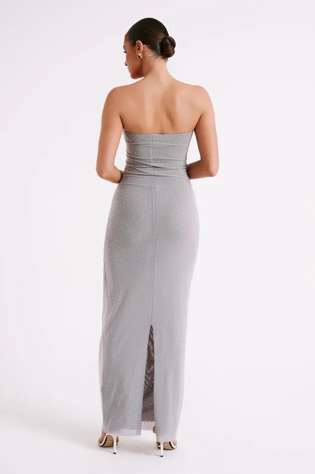 Women Meshki Dresses Crishelle Hot Fix Mesh Maxi Dress 8211 Gunmetal
