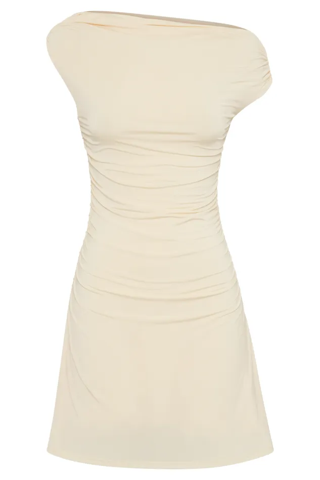 Women Meshki Dresses Dakoda Slinky Off Shoulder Mini Dress 8211 Lemon