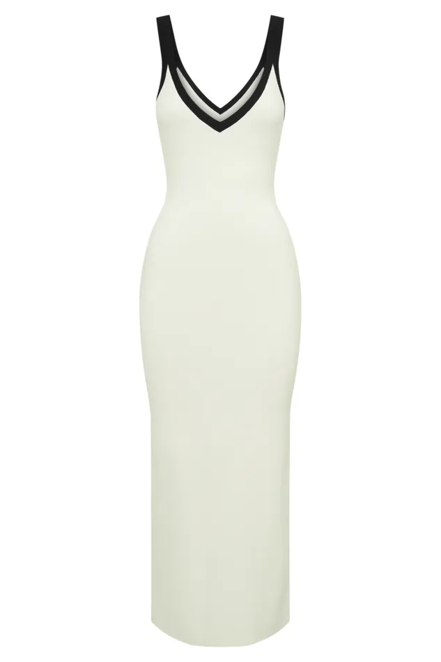 Women Meshki Dresses Debbi Contrast Knit Midi Dress 8211 White