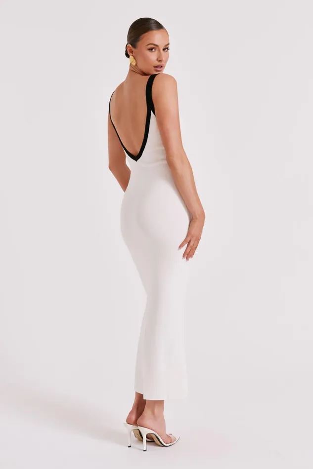 Women Meshki Dresses Debbi Contrast Knit Midi Dress 8211 White