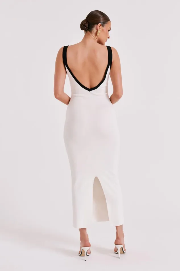 Women Meshki Dresses Debbi Contrast Knit Midi Dress 8211 White