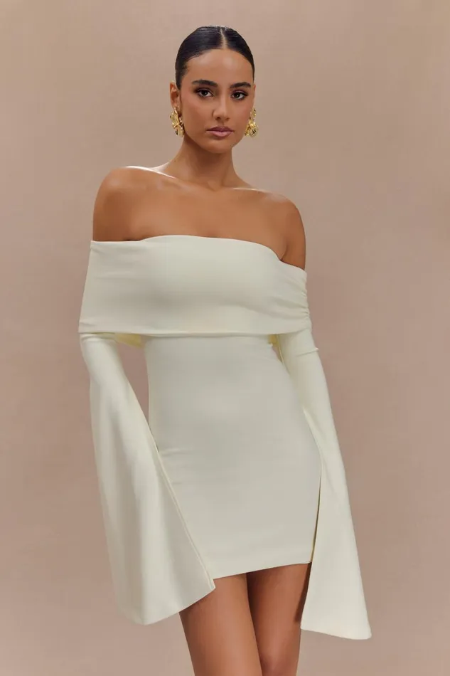Women Meshki Dresses Dominique Off Shoulder Long Sleeve Mini Dress 8211 Ivory Women Meshki Dresses Dominique Off Shoulder Long Sleeve Mini Dress 8211 Ivory