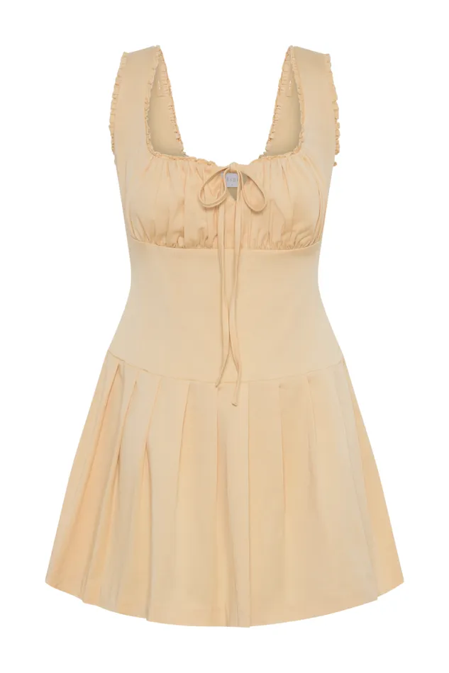 Women Meshki Dresses Donna Cotton Ruched Mini Dress 8211 Peach
