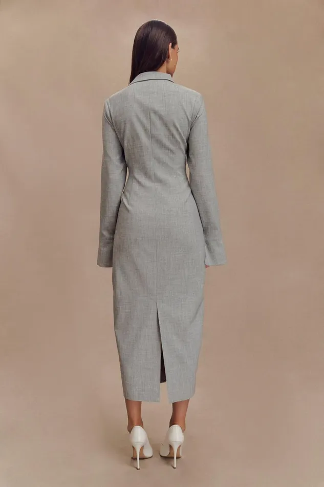 Women Meshki Dresses Dorian Fitted Shirt Midi Dress 8211 Charcoal Marle