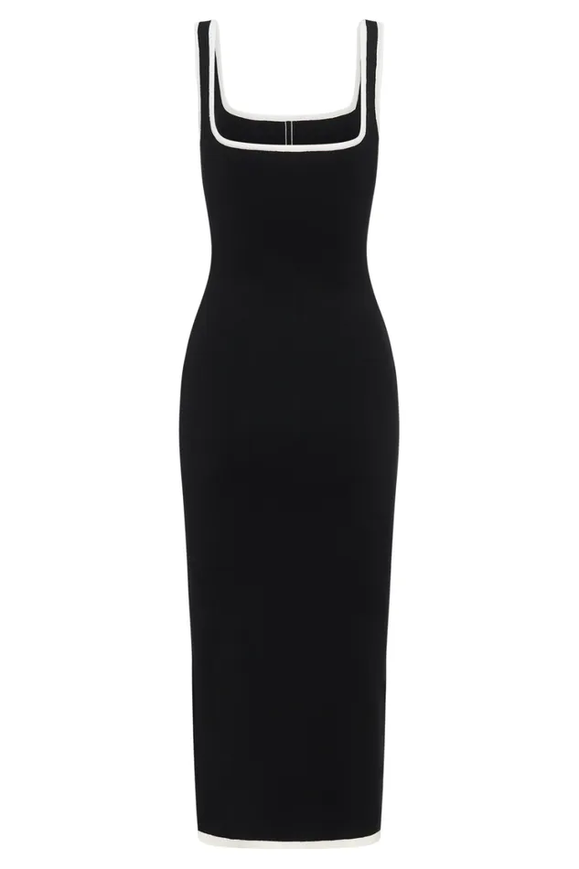 Women Meshki Dresses Eimear Contrast Knit Midi Dress 8211 BlackWhite
