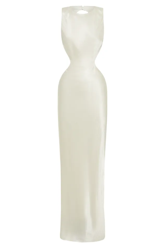 Women Meshki Dresses Electra Satin Cut Out Maxi Dress 8211 Ivory
