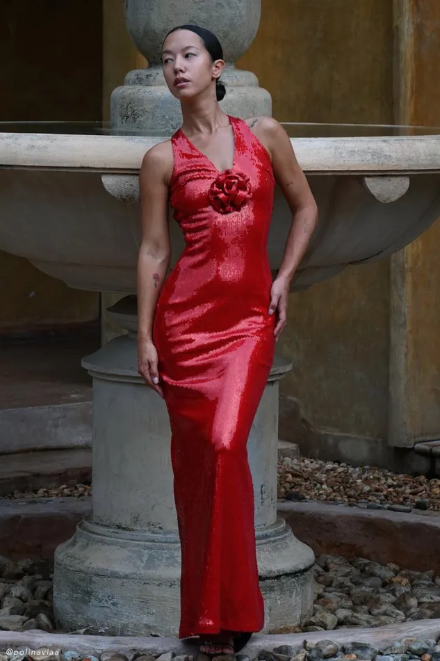 Women Meshki Dresses Eliza Rose Sequin Maxi Dress 8211 Red