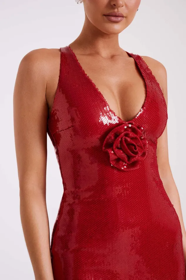 Women Meshki Dresses Eliza Rose Sequin Maxi Dress 8211 Red