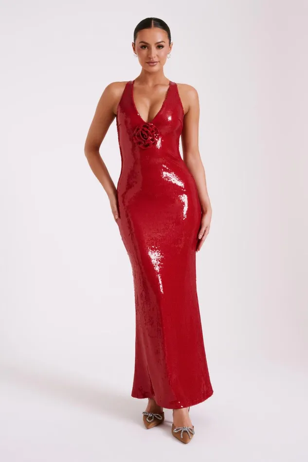 Women Meshki Dresses Eliza Rose Sequin Maxi Dress 8211 Red