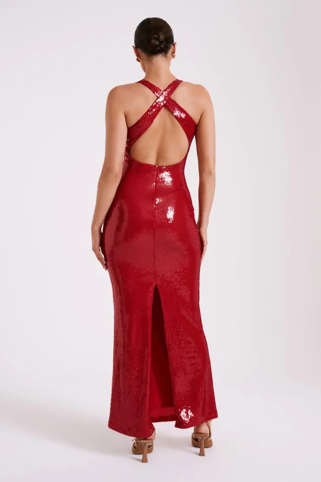 Women Meshki Dresses Eliza Rose Sequin Maxi Dress 8211 Red