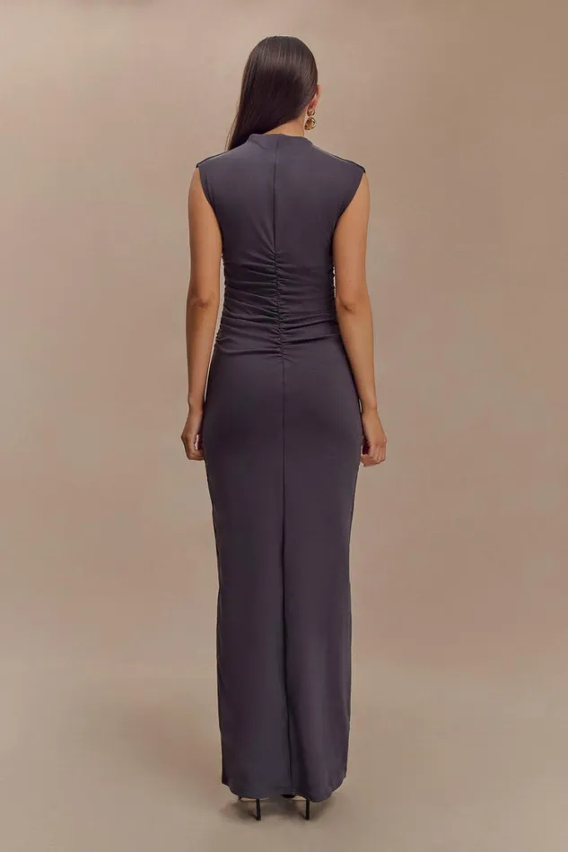 Women Meshki Dresses Elliot High Neck Sleeveless Maxi Dress 8211 Dark Charcoal