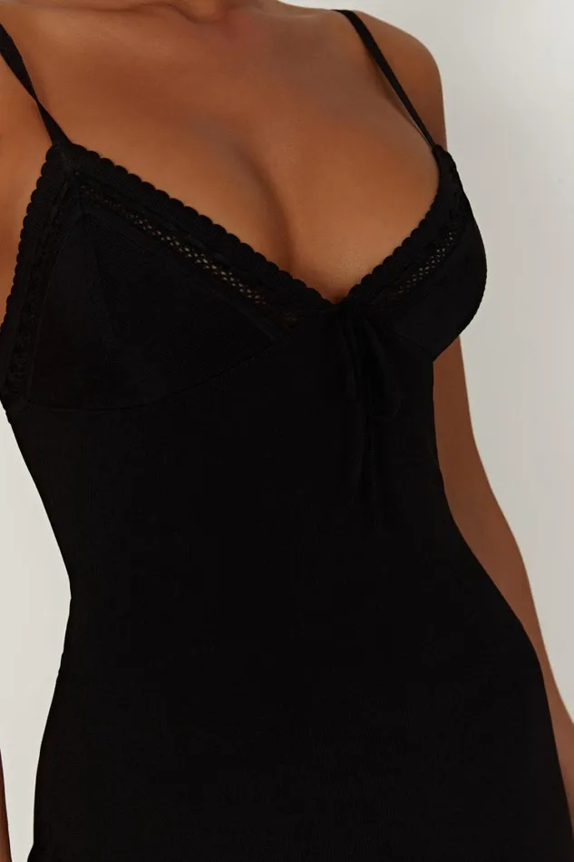 Women Meshki Dresses Ellis Pointelle Knit Mini Dress 8211 Black