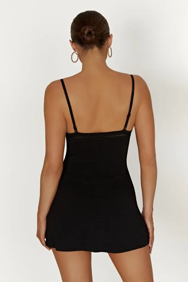 Women Meshki Dresses Ellis Pointelle Knit Mini Dress 8211 Black