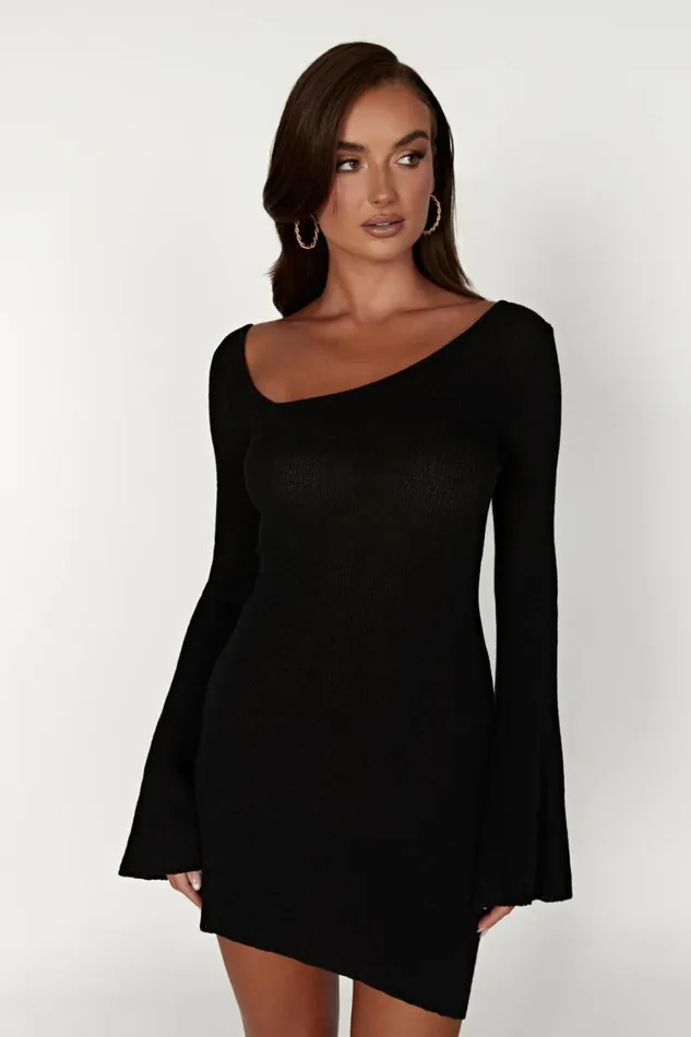 Women Meshki Dresses Ember Dry Handle Knit Mini Dress 8211 Black
