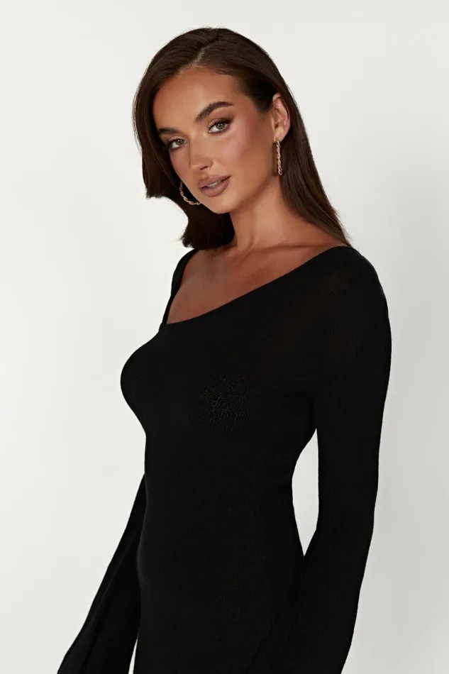 Women Meshki Dresses Ember Dry Handle Knit Mini Dress 8211 Black