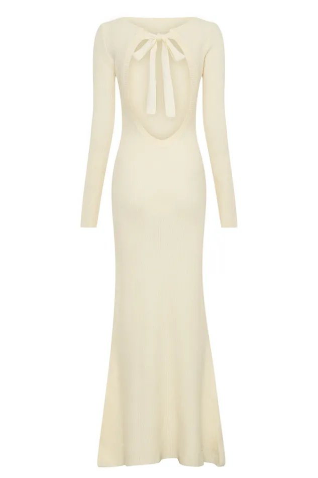 Women Meshki Dresses Emily Long Sleeve Knit Maxi Dress 8211 Ivory Marle