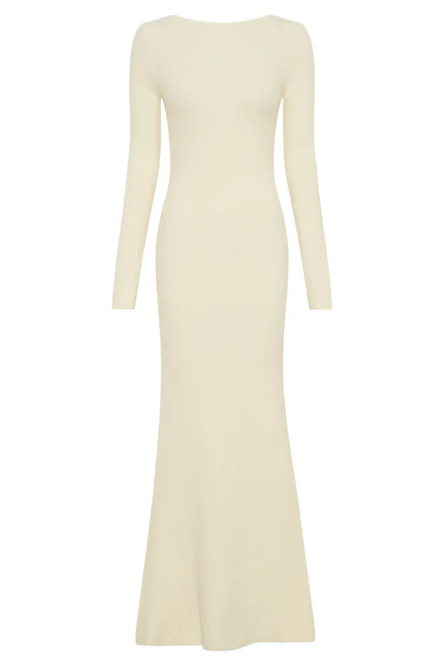 Women Meshki Dresses Emily Long Sleeve Knit Maxi Dress 8211 Ivory Marle