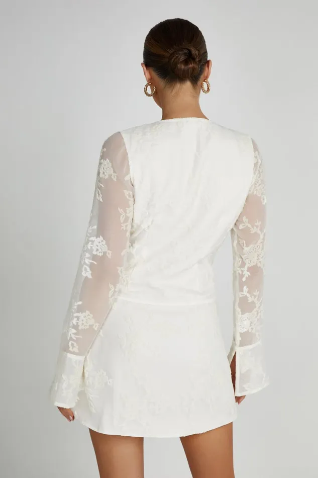 Women Meshki Dresses Emory Burnout Velvet Dress 8211 White