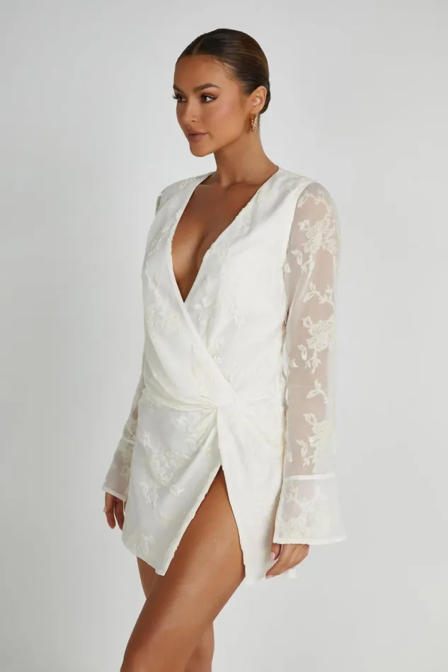 Women Meshki Dresses Emory Burnout Velvet Dress 8211 White