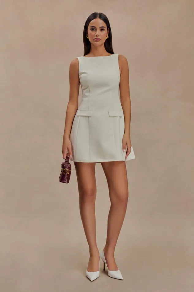 Women Meshki Dresses Evanna Sleeveless Suiting Mini Dress 8211 Ivory
