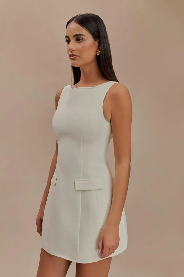Women Meshki Dresses Evanna Sleeveless Suiting Mini Dress 8211 Ivory