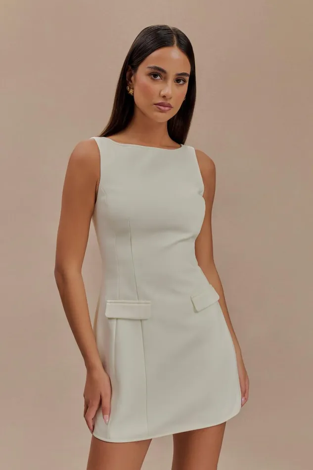 Women Meshki Dresses Evanna Sleeveless Suiting Mini Dress 8211 Ivory