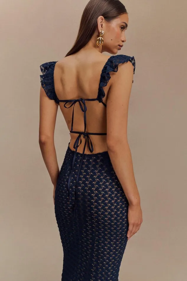 Women Meshki Dresses Ezra Lace Maxi Dress 8211 Navy