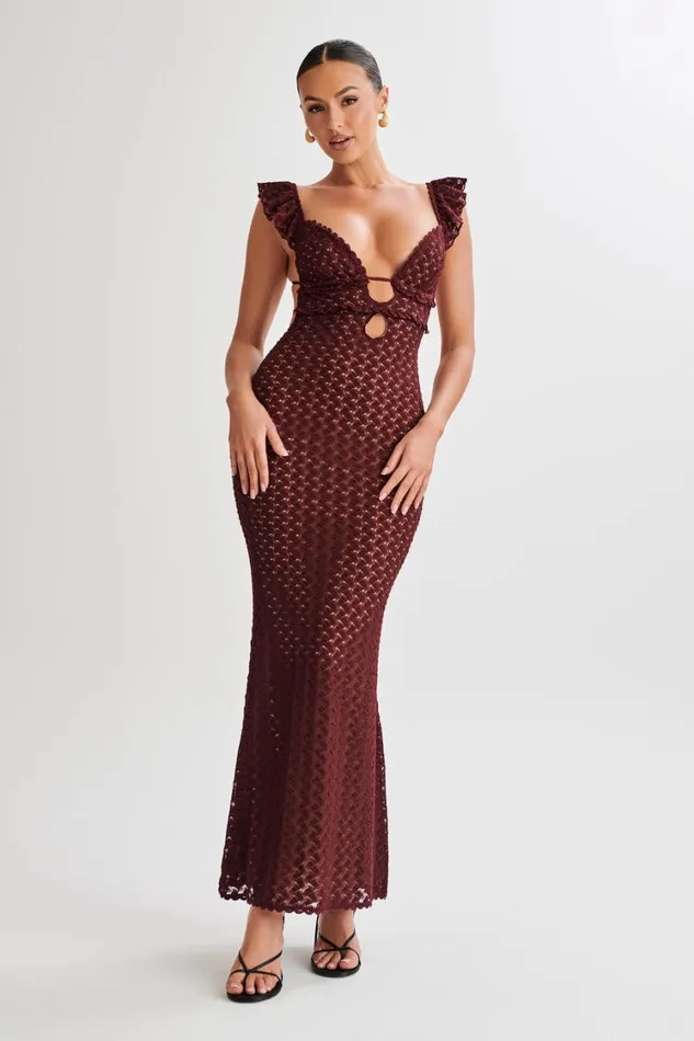 Women Meshki Dresses Ezra Lace Maxi Dress 8211 Plum