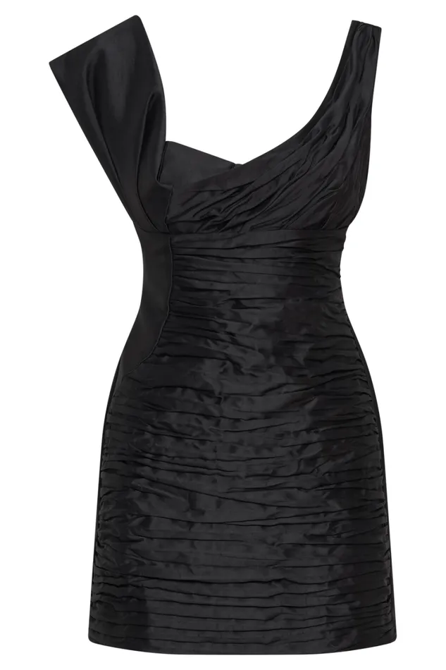 Women Meshki Dresses Farrah Structured Draped Mini Dress 8211 Black