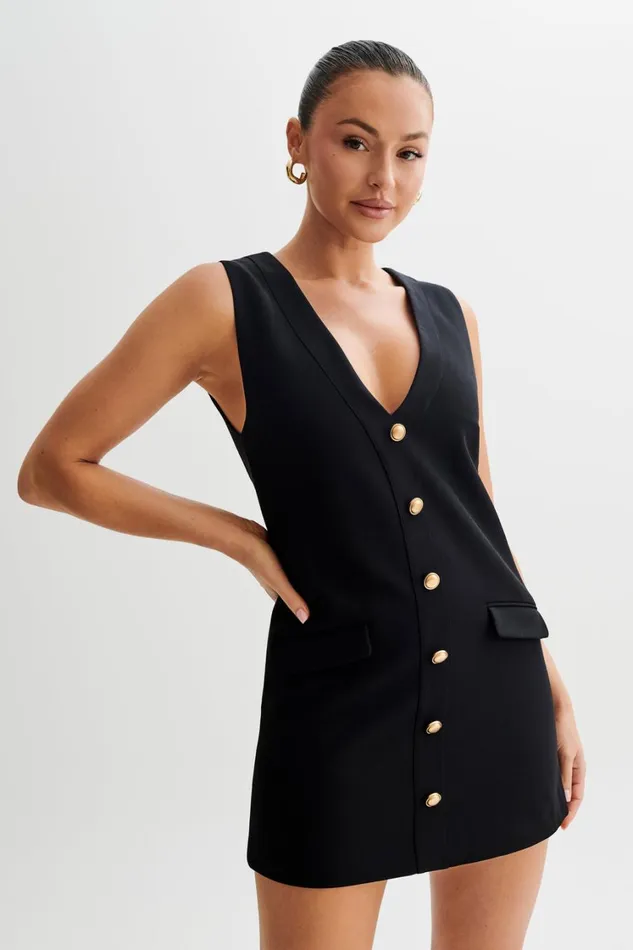 Women Meshki Dresses Florentina Sleeveless Suiting Mini Dress 8211 Black