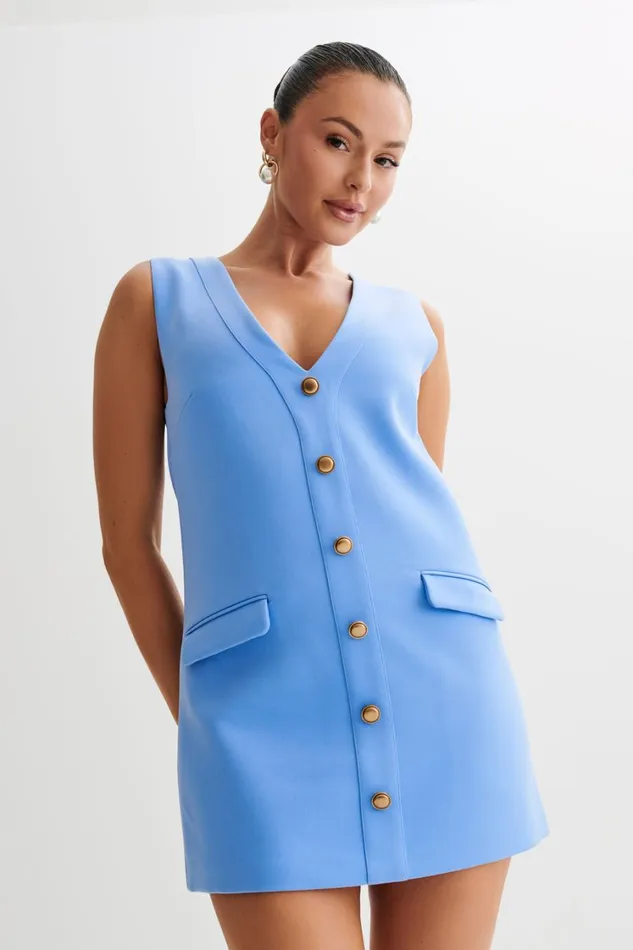 Women Meshki Dresses Florentina Sleeveless Suiting Mini Dress 8211 Iris Blue