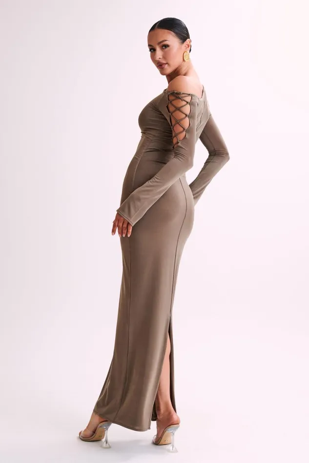 Women Meshki Dresses Gabby Tie Sleeve Slinky Maxi Dress 8211 Coco