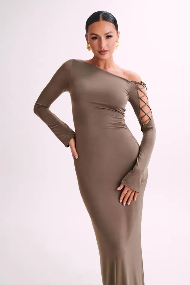 Women Meshki Dresses Gabby Tie Sleeve Slinky Maxi Dress 8211 Coco