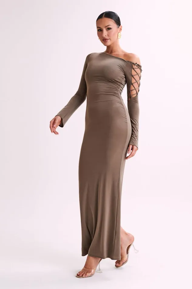 Women Meshki Dresses Gabby Tie Sleeve Slinky Maxi Dress 8211 Coco