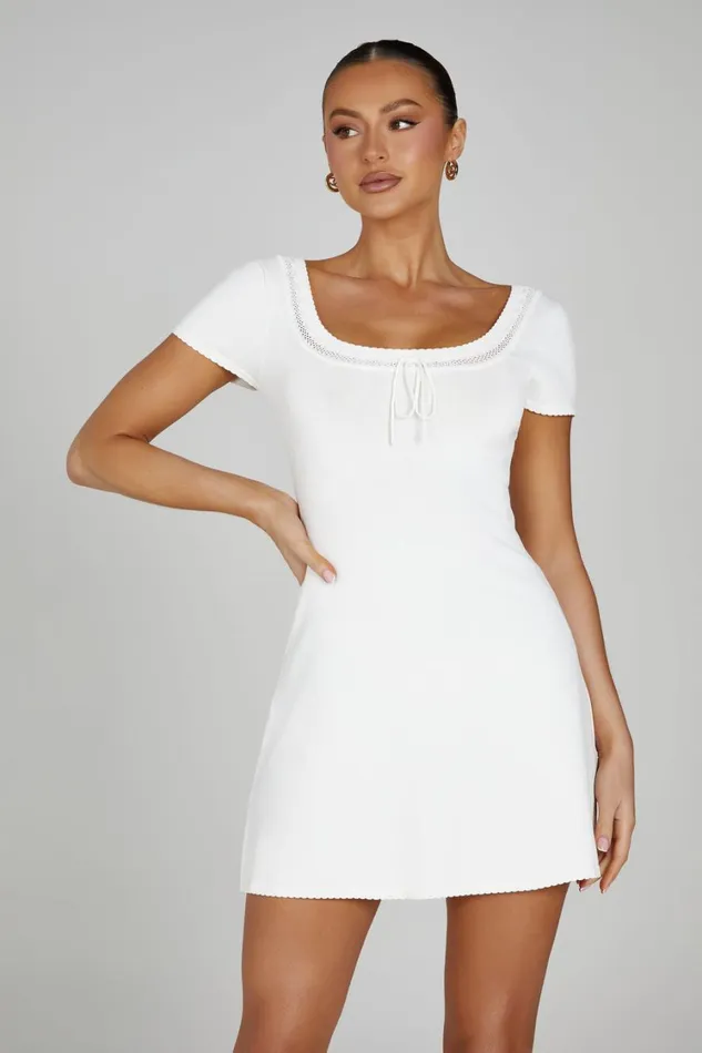 Women Meshki Dresses Georgia Pointelle Knit Mini Dress 8211 White