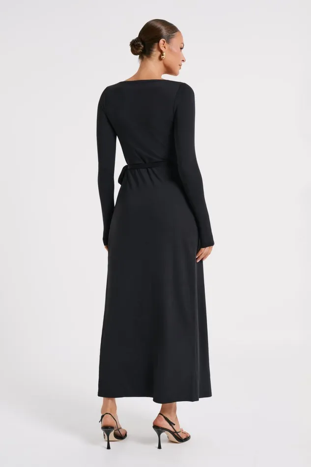 Women Meshki Dresses Gillian Recycled Nylon Wrap Maxi Dress 8211 Black