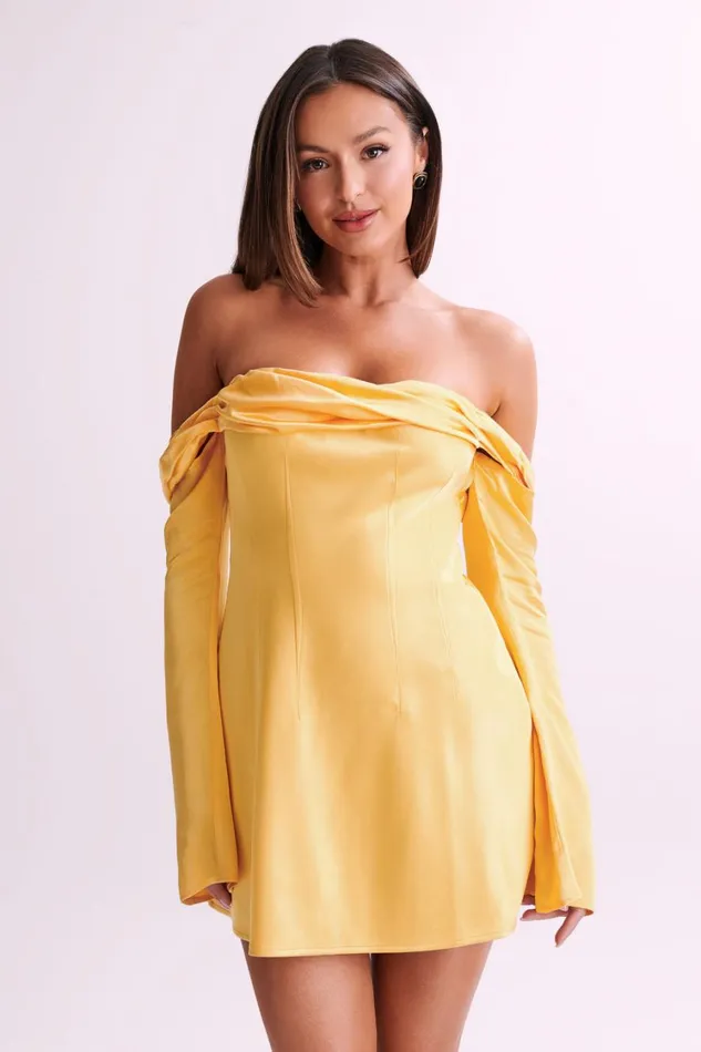 Women Meshki Dresses Giselle Off Shoulder Satin Mini Dress 8211 Mango