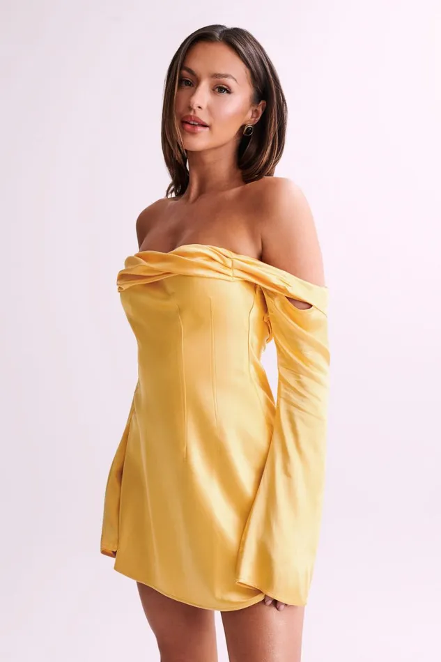 Women Meshki Dresses Giselle Off Shoulder Satin Mini Dress 8211 Mango