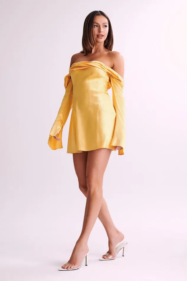 Women Meshki Dresses Giselle Off Shoulder Satin Mini Dress 8211 Mango