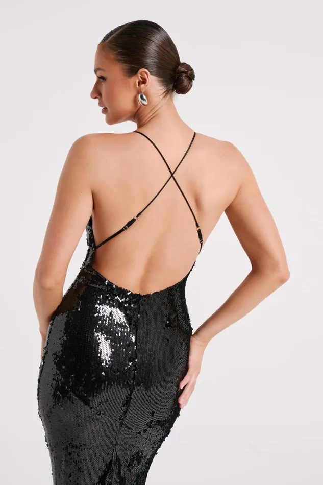 Women Meshki Dresses Gracie Sequin Maxi Dress 8211 Black