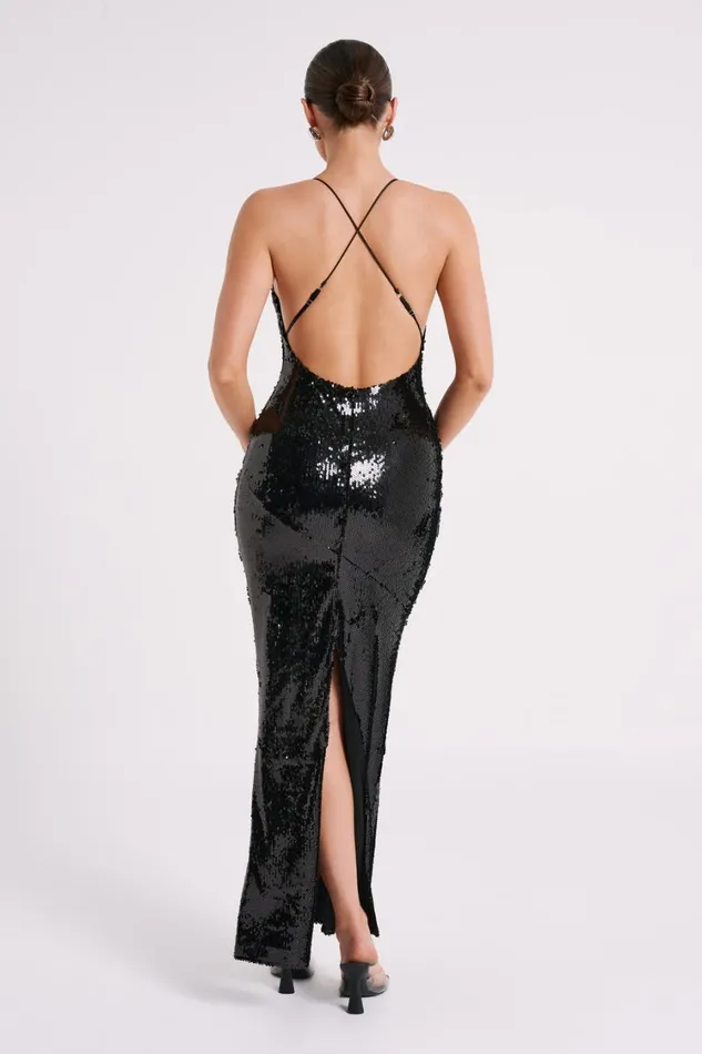 Women Meshki Dresses Gracie Sequin Maxi Dress 8211 Black