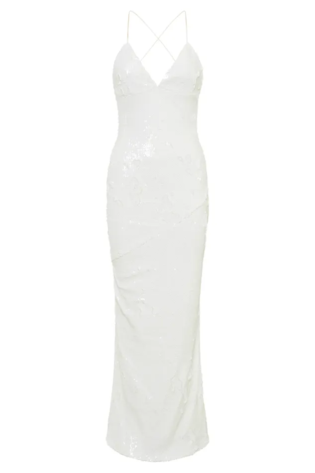 Women Meshki Dresses Gracie Sequin Maxi Dress 8211 White