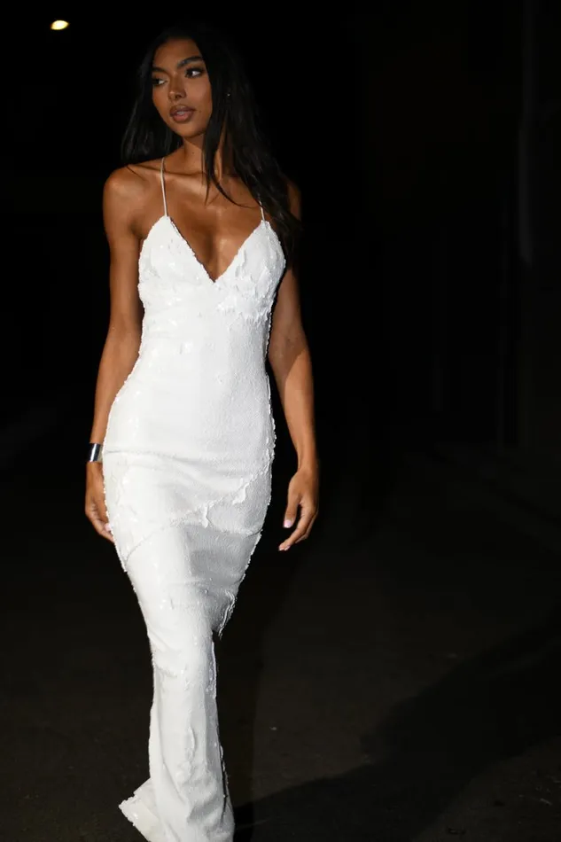 Women Meshki Dresses Gracie Sequin Maxi Dress 8211 White