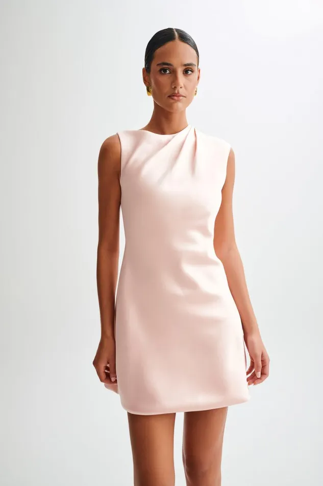 Women Meshki Dresses Granger Satin Structured Mini Dress 8211 Pale Pink