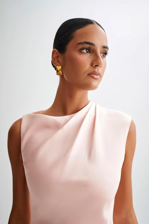 Women Meshki Dresses Granger Satin Structured Mini Dress 8211 Pale Pink