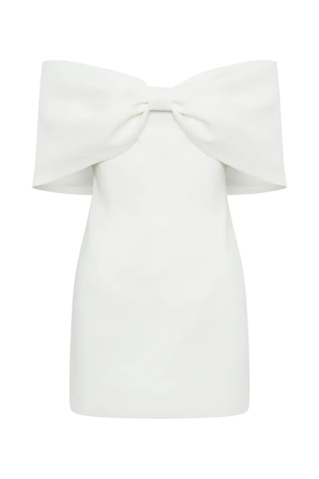 Women Meshki Dresses Gwyneth Off Shoulder Bow Mini Dress 8211 White