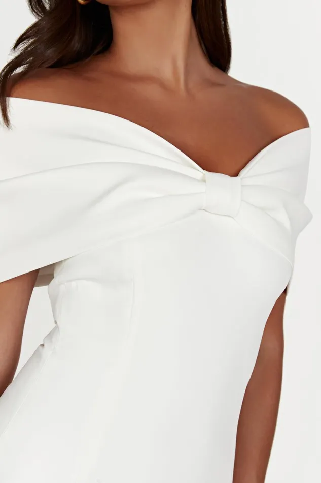Women Meshki Dresses Gwyneth Off Shoulder Bow Mini Dress 8211 White