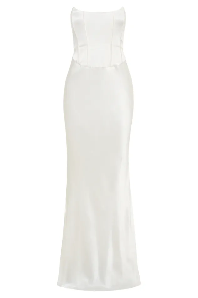 Women Meshki Dresses Harlow Satin Strapless Maxi Dress 8211 Ivory