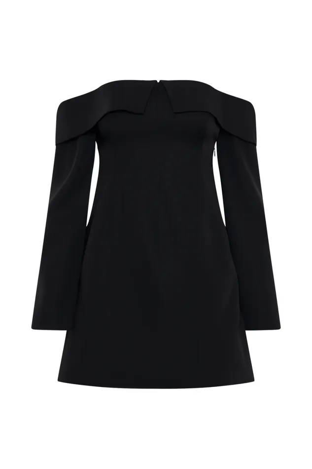 Women Meshki Dresses Hugo Suiting Off Shoulder Mini Dress 8211 Black