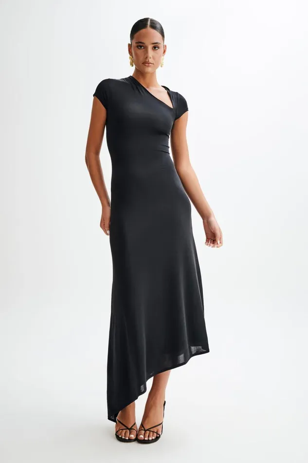 Women Meshki Dresses Ilaria Slinky Maxi Dress With Cut Out 8211 Black